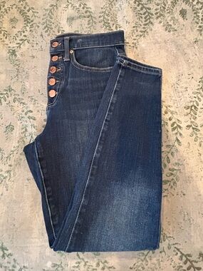 Banana Republic High-Rise Button-Front Jeans - Dark Blue